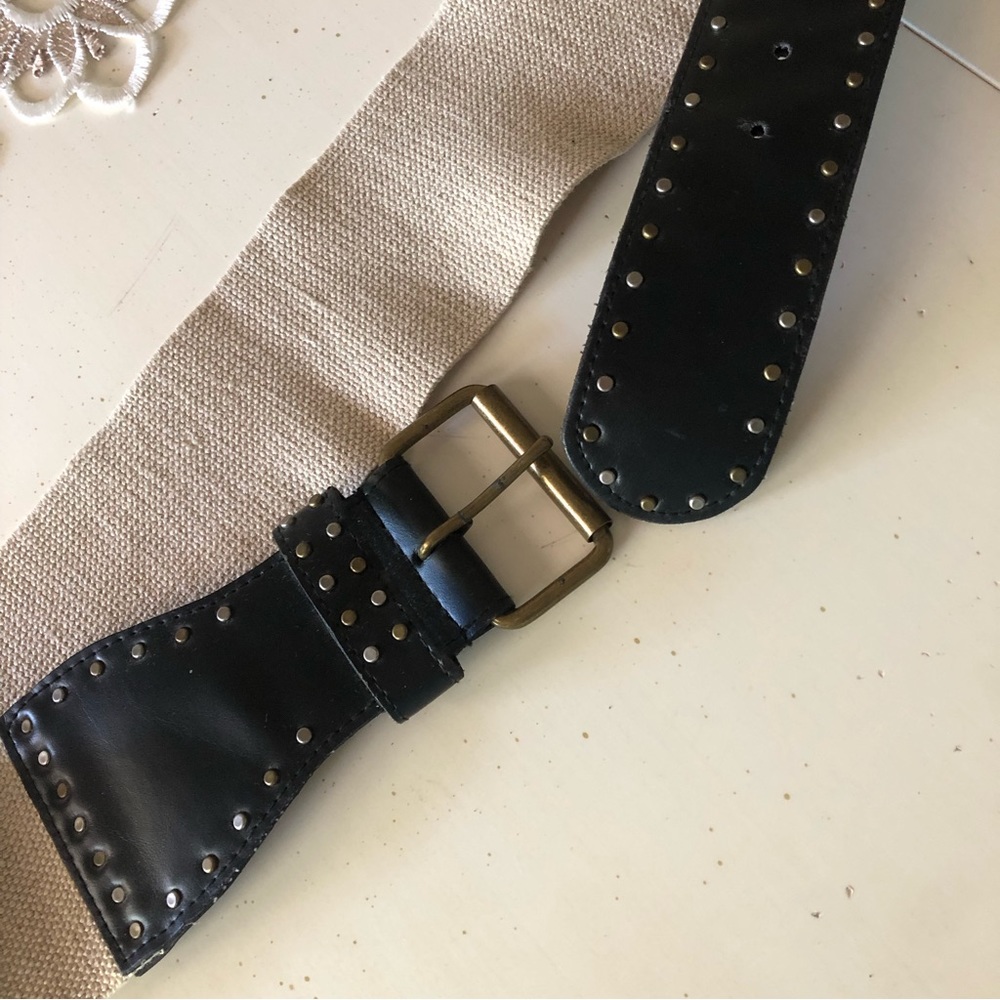 Vintage Fashion Women Wide Elastic Studded Belt Stretch Waist Belt  Buckle Retro